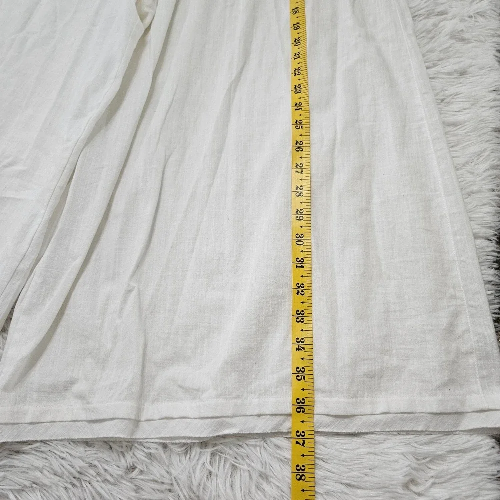 Free‎ People Movement Women's Sz L White 100% Cotton Belted Wide Leg Pants - Picture 7 of 15